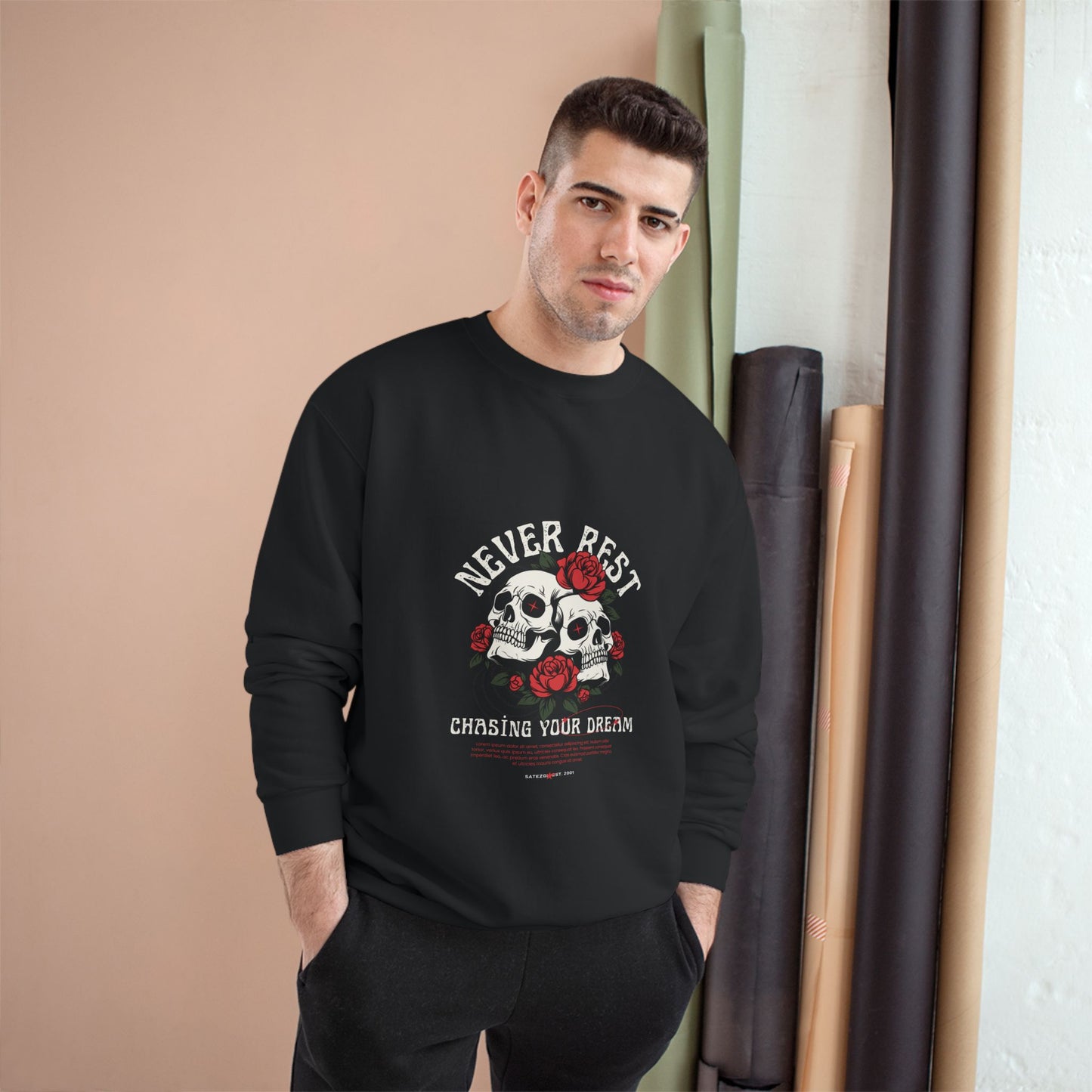 Champion Sweatshirt - Black Rose Design