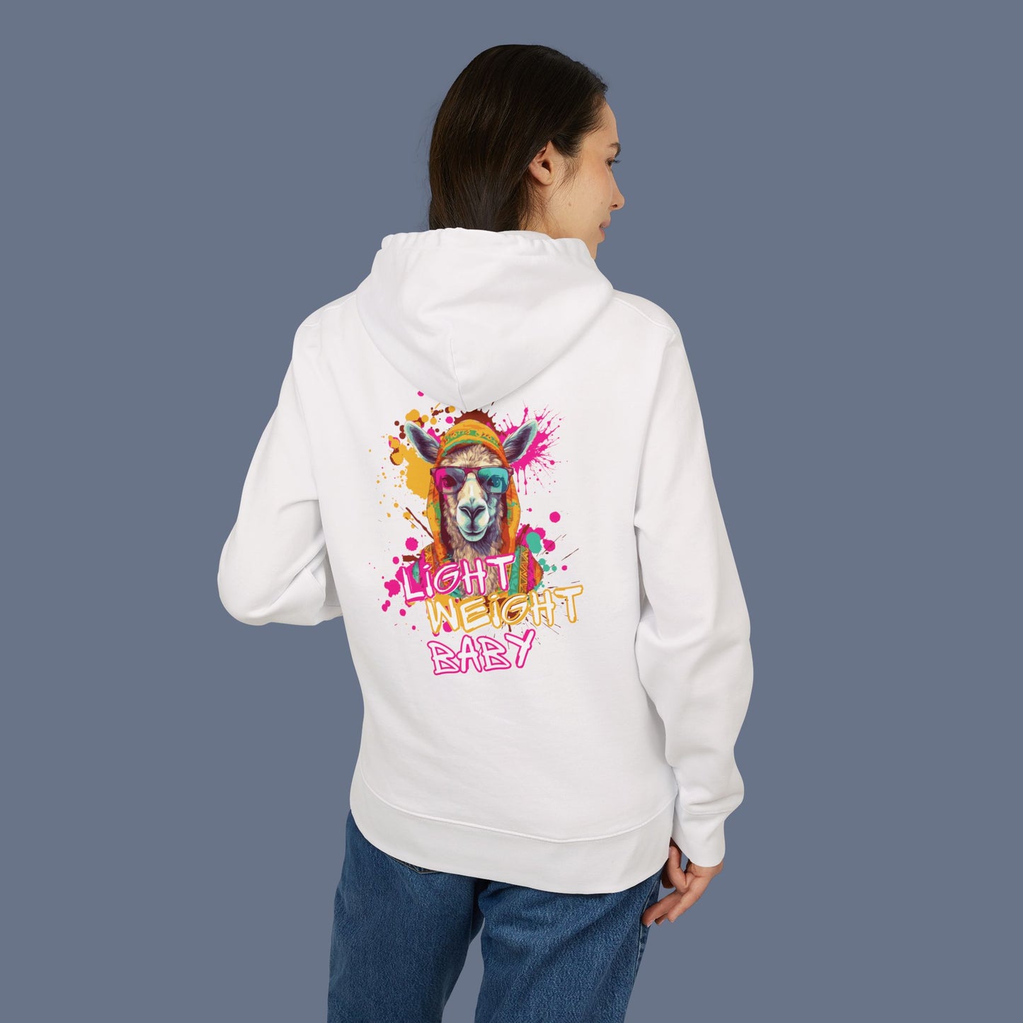 Lightweight Baby Llama Unisex Hoodie - Fun and Colorful Design