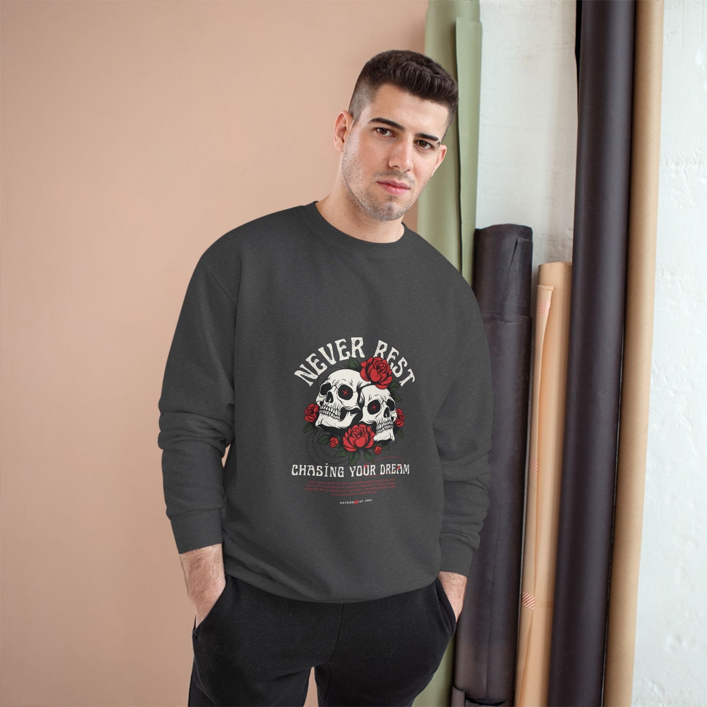 Champion Sweatshirt - Black Rose Design